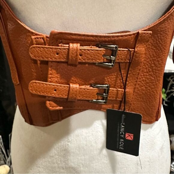 Faux Leather Brown Under Bust Belt Harness Size Large NWT - Picture 2 of 9